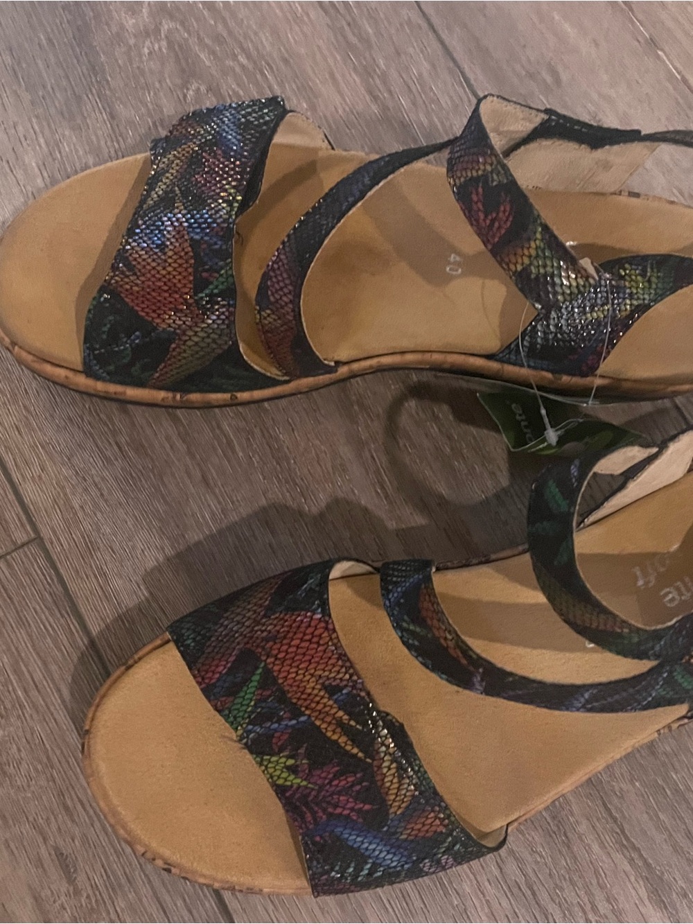 Remonte Black Multicolor Floral Pattern Strappy Sandals